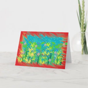 Blank Note Card, Fantasy Flower Garden Card