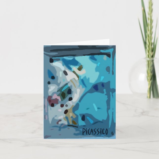 Blank Note Card in Shades of Blue, "Cool Java" (Front)