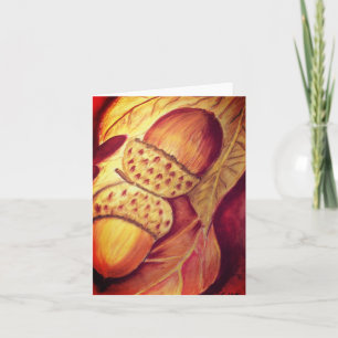 Blank Note Card Pastel Acorn Design