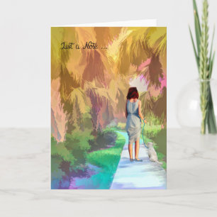 Blank Note Card, Walking the Dog Card