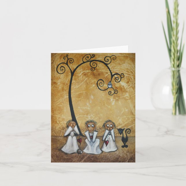 Blank Note Card Whimsical No Evil Creeper Art (Front)