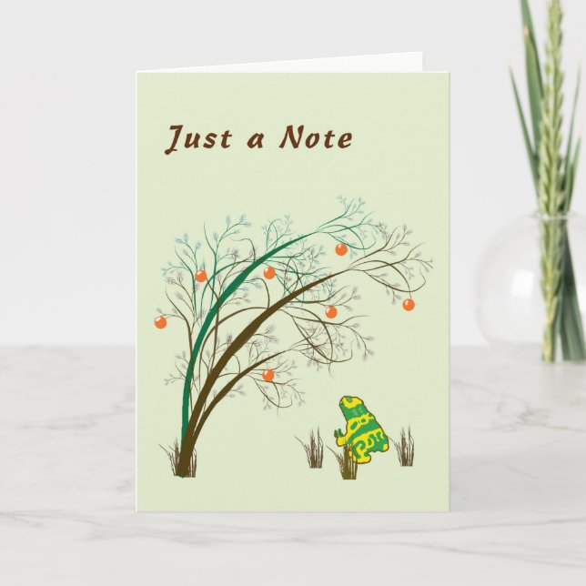 Blank Note Card with Frog and Orange Tree (Front)