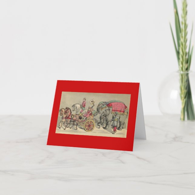 Blank Note Card with Vintage Circus Illustration (Front)