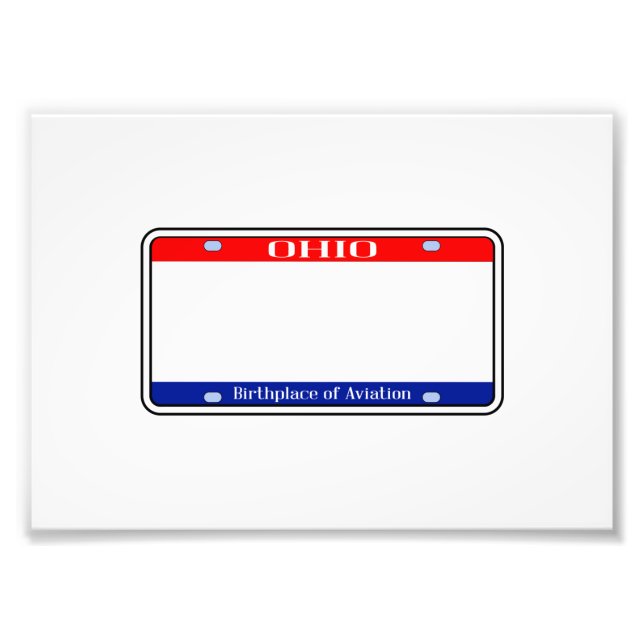 Blank Ohio License Plate Photo Print (Front)