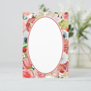 Blank Orange and red floral background wedding Invitation