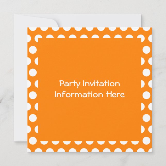Blank Orange with White Polka Dots Invitation (Front)