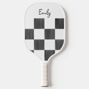 Blank Pink and White Chequerboard Personalized Pickleball Paddle