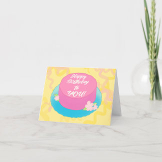 Blank Pink Cake Birthday Card