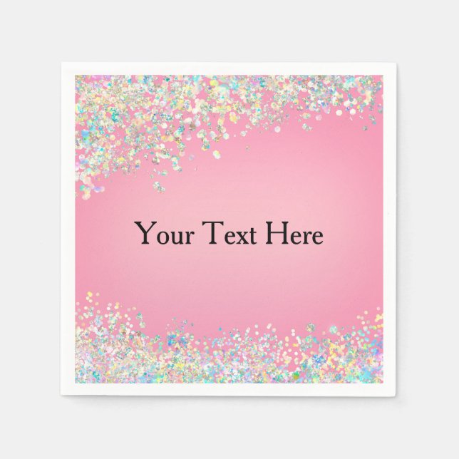 Blank Pink Holographic Glitter Napkin (Front)