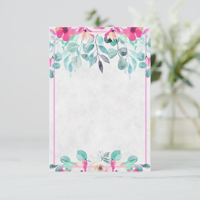 Blank Pink spring watercolor floral wedding  Invit Invitation (Standing Front)