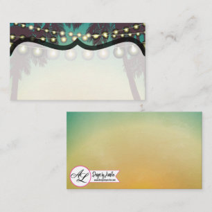 Blank Place Cards Beach Sunset Palm Tree String Li