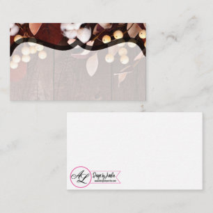 Blank Place Cards Cotton Branch on Dark Wood Stem