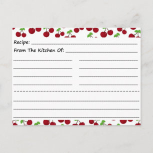 Blank Recipe Cards: Cherries Postcard
