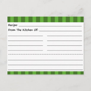 Blank Recipe Cards: Green Stripes Postcard
