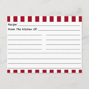 Blank Recipe Cards: Red & White Stripes Postcard