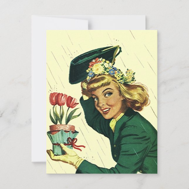 Blank Retro Shower Party Baby or Bridal Invitation (Front)