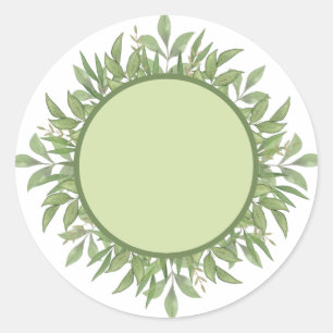 Blank Round watercolor green leaf Spice jar Labels