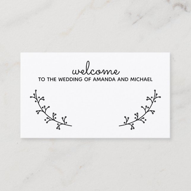 Blank Rustic Laurels Kraft Paper Wedding Place Car Place Card (Front)