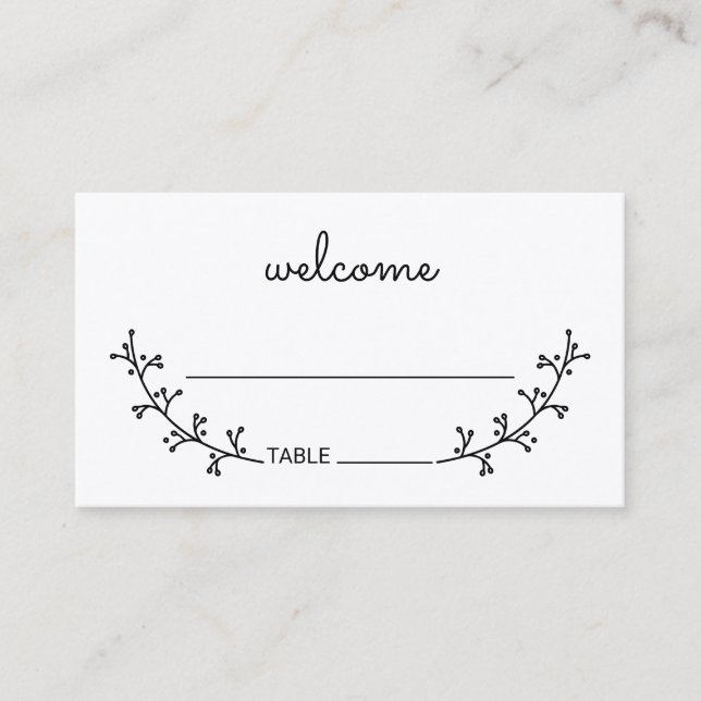 Blank Rustic Laurels Kraft Paper Wedding Place Card (Front)