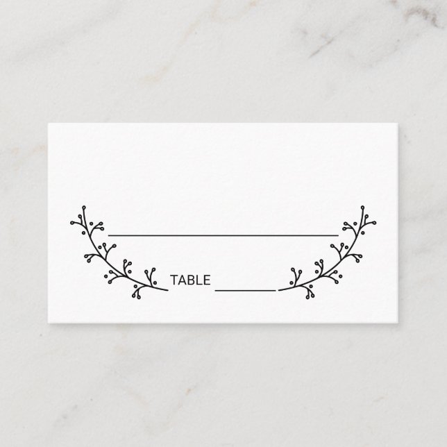 Blank Rustic Laurels Wedding Place Card (Front)