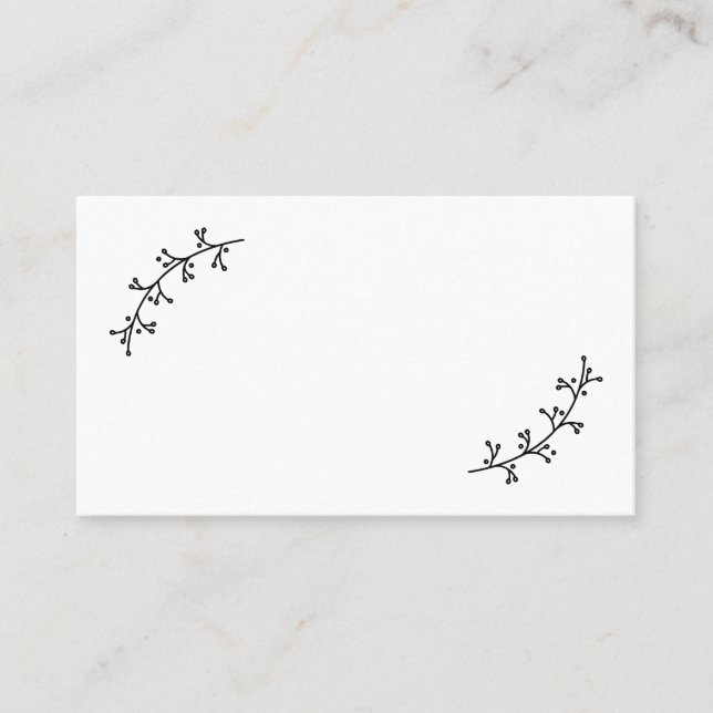 Blank Rustic Laurels Wedding Place Card (Front)
