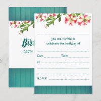 Blank Rustic Watercolor Trailing Petunias Birthday