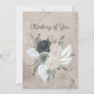 Blank Sage Green and Cream Watercolor Flowers Announcement