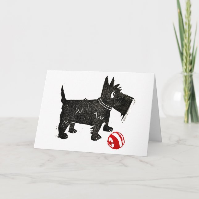 Blank Scottie With Ball Thank You Card (Front)