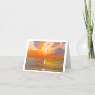 Blank Sea Skyline Card- Gorgeous Sunset Art Holiday Card
