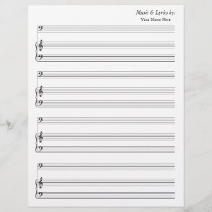 Blank Sheet Music 4 Stave Bass and Piano