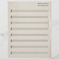 Blank Sheet Music 8 Stave Antique Torn Paper