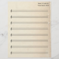 Blank Sheet Music 8 Stave Vintage Old Book Page