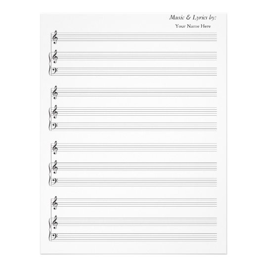 4/4 blank sheet music Blank Sheet  Clef Piano Treble Zazzle.ca  Music Blank