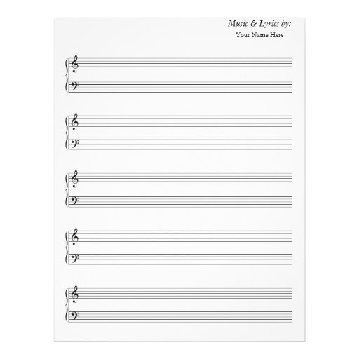 Blank Sheet Music Grand Staff Bass and Treble Letterhead Design | Zazzle