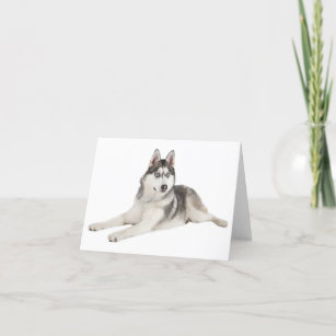 Blank Siberian Husky Puppy Dog Hello Love Miss You Card
