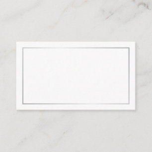 Blank Silver and White Wedding Place Card