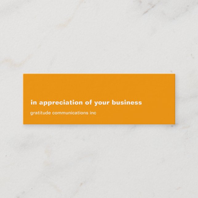Blank Slate Orange Appreciation Mini Business Card (Front)
