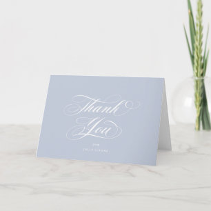 Blank Soft Blue Elegant Script Graduation Thank You Card