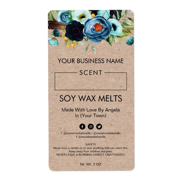 Blank Soy Wax Melt Labels (Front)