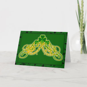 Blank St. Patrick's Day Card with shamrock in whit