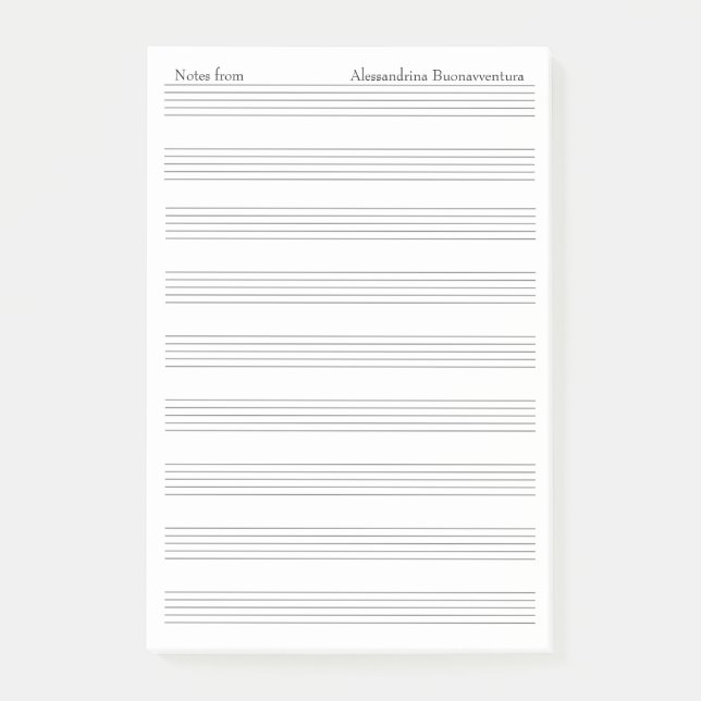 Blank Staff Music Note Paper Custom Name Option (Front)