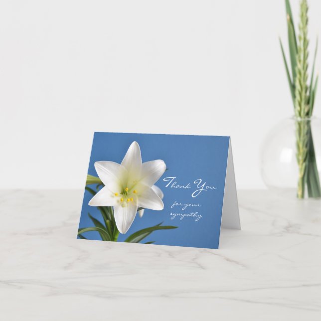 Blank Sympathy Thank You Note Card, Easter Lily Card (Front)