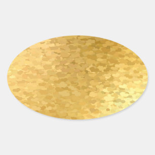Blank Template Add Your Text Gold Hearts Elegant Oval Sticker