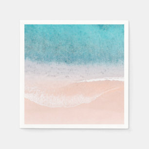 Blank Template Beach Sand Blue Sea Seaside Custom Napkin