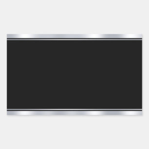 Blank Template Faux Silver Black Add Your Text Sticker