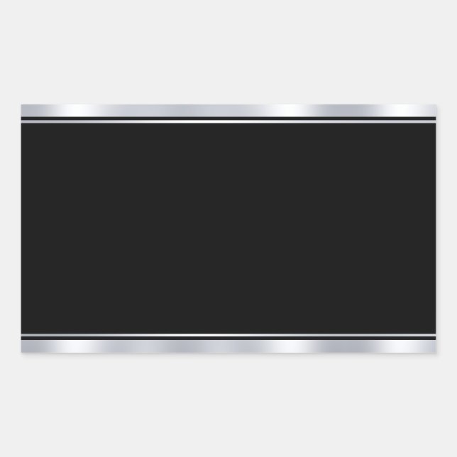 Blank Template Faux Silver Black Add Your Text Sticker (Front)