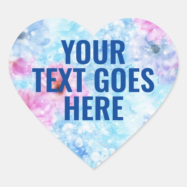 Blank Template Floral Heart Add Your Text Heart Sticker (Front)