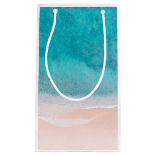 Blank Template Seaside Beach Blue Sea Sand Elegant Small Gift Bag