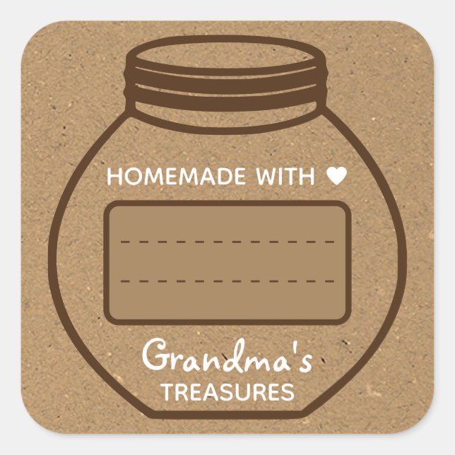 Blank Text Box Kraft Paper Brown Jar Labels Cute (Front)
