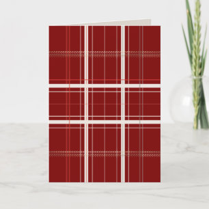 Blank Traditional Plaid Cozy Cabin Red Christmas Holiday Card